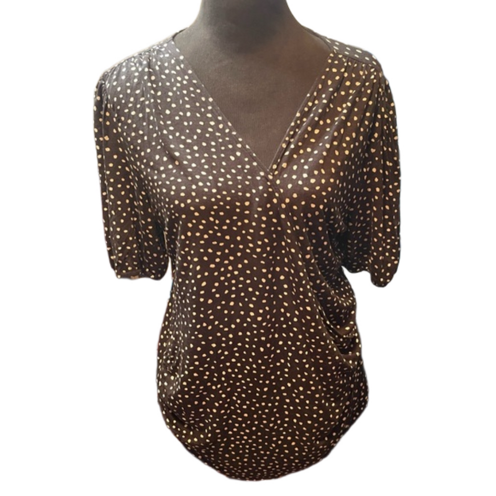 Ann Taylor Wrap Front Short Sleeve Shirt - Size XL